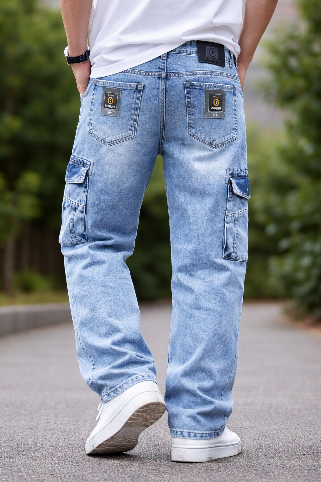Men’s Ice Blue Denim Cargo