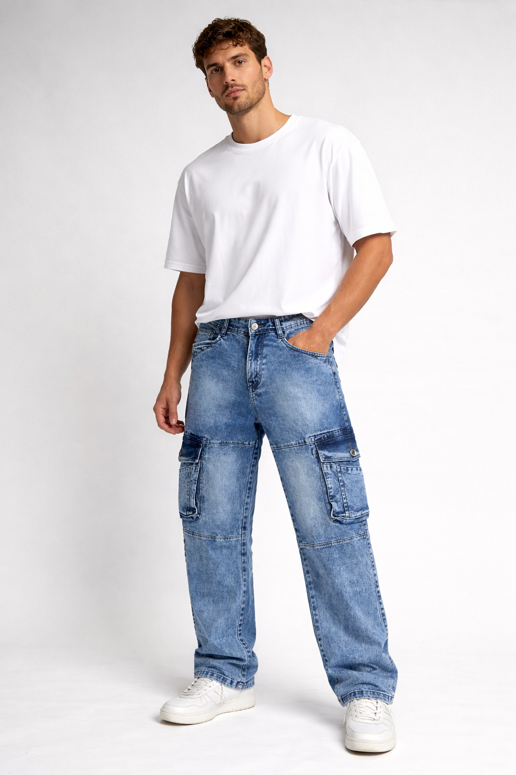 Men’s Ice Blue Denim Cargo