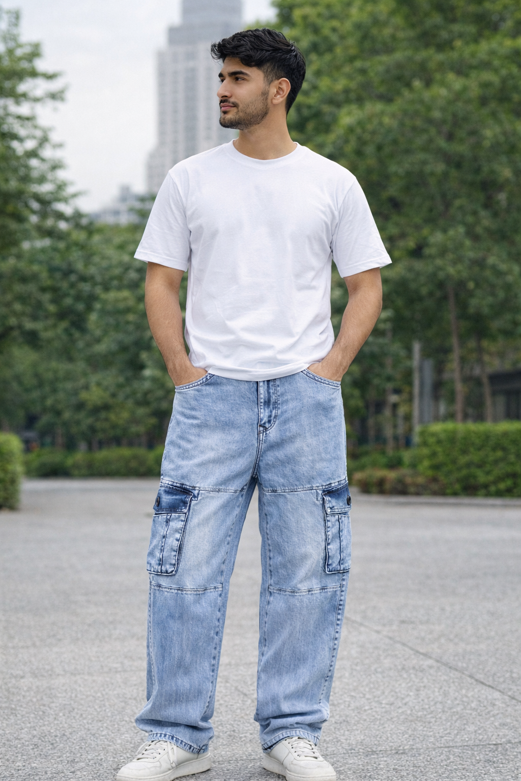Men’s Ice Blue Denim Cargo
